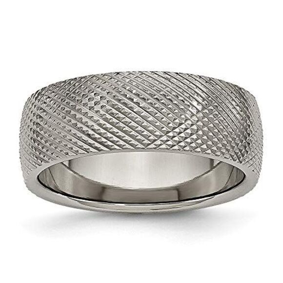 Kazi Luxury Chisel Titanium Polished and Textured 8mm Band - Picture 9 of 9